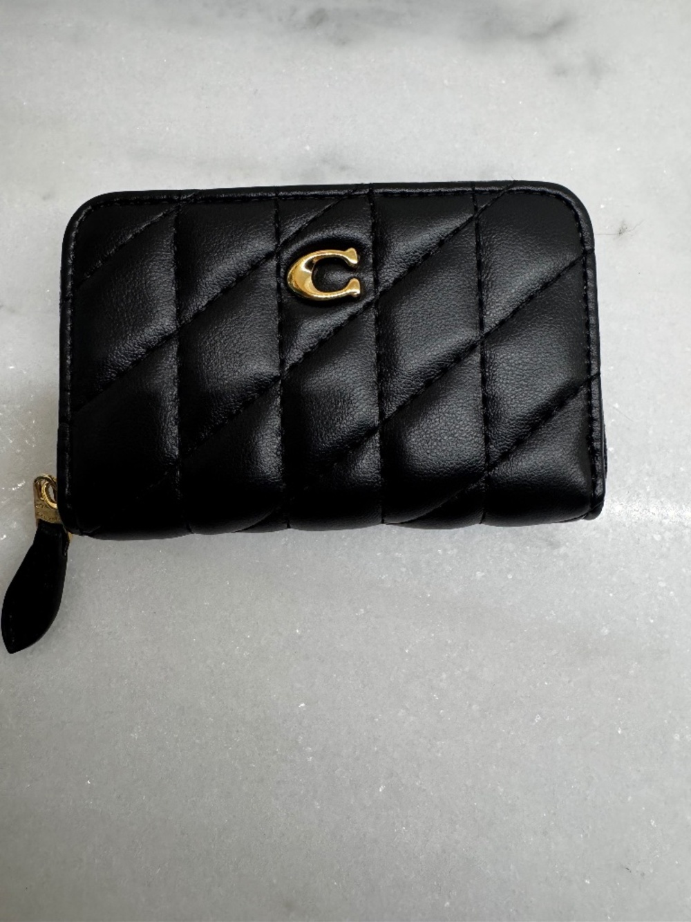 COACH Outlet Essential Small Zip Around CARD CASE Holder Wallet~Black
